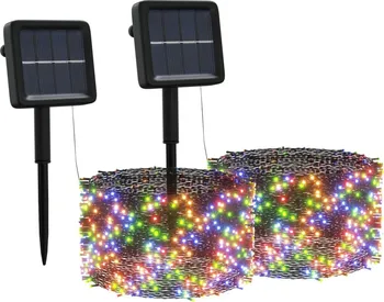 Vánoční osvětlení Solární světelný řetěz 2 ks 200 LED multicolor
