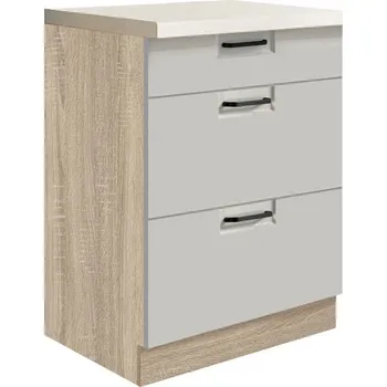 Kuchyňská skříňka Fadome Dolní kuchyňská skříňka se šuplíky Annabel 10D-60 Zvolte kování: Basic GTV, Zvolte korpus: Dub sonoma