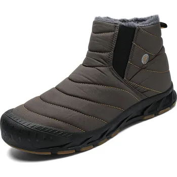 Pánská zimní obuv Prešívané snehové topánky zimné vodeodolné s plyšom Barva: Khaki, Velikost: 45