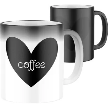 Magický keramický hrnek s potiskem Káva v srdíčku