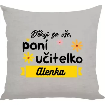 Polštář Polštář lněný 40x40 cm Děkuji za vše paní učitelko