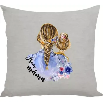 Polštář Polštář lněný 40x40 cm Jsem máma - holka