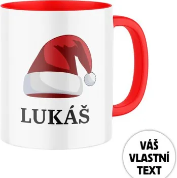 Keramický hrnek s potiskem Vánoční čepice a jménem
