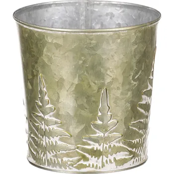 Stojan na květiny Autronic Obal z kovu na květiny, v zelené barvě s kapradím OK6364 GRN