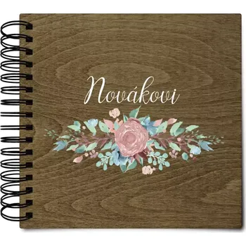 Fotokniha Dřevěné album s kroužkovou vazbou Květiny s příjmením