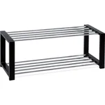 Autronic Botník, 2 kovové chromované police, masiv kaučukovník, černý matný lak - 83168-11 BK