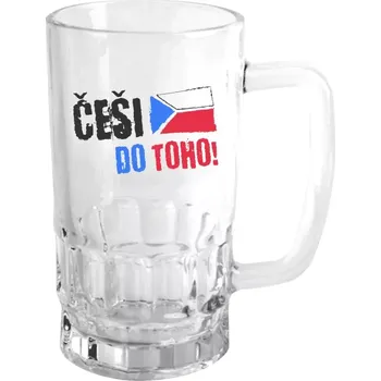 Sklenice Hokejový půllitr - Češi, do toho! - vlajka - čirý