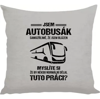 Polštář Polštář lněný 40x40 cm Samozřejmě, že jsem blázen - autobusák