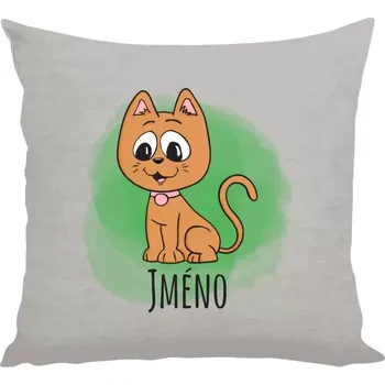 Polštář Polštář lněný 40x40 cm Kočička