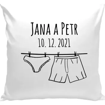 Polštář Polštář bílý 40x40 cm Spodní prádlo se jmény