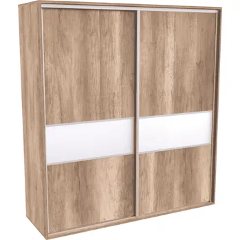 Šatní skříň Šatní skříň FLEXI 2 s dělenými dveřmi Lacobel Dekor: Dub kansas, Šířka: 200 cm, Výška: 220 cm