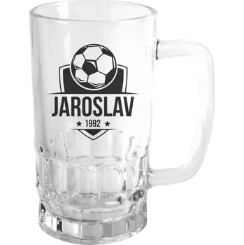 Sklenice Půllitr skleněný Fotbalový znak s rokem narození