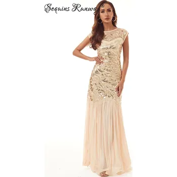 Dámské šaty Dámské plesové šaty výprodej Sequins SF614 Barva: Zlatá, Velikost: L