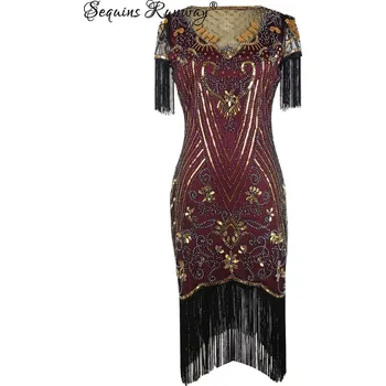 Dámské šaty Dámské pesové šaty Sequins SF354 Barva: Vínová, Velikost: S