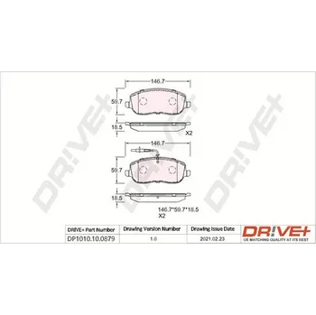 Brzdová destička Sada brzdových destiček, vždy 4 kusy v sadě Dr!ve+ DP1010.10.0879