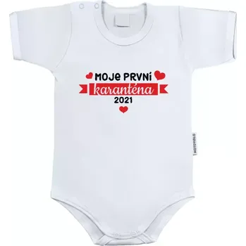 Kojenecký body Dětské body s krátkým rukávem Moje první karanténa - stuha