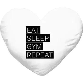 Polštář Polštář srdce 40x35 cm Eat, Sleep, Gym, Repeat