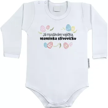 Kojenecký body Dětské body s dlouhým rukávem Já rozdávám vajíčka, maminka slivovičku