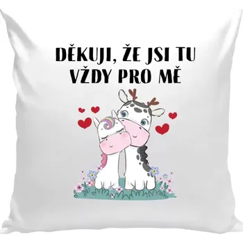 Polštář Polštář bílý 40x40 cm Děkuji, že jsi tu vždy pro mě