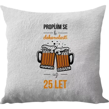 Polštář Polštář bílý 40x40 cm - dlouhý chlup Propíjím se k dokonalosti už x let