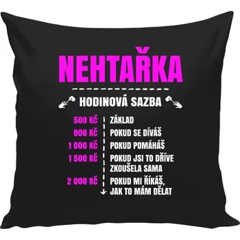 Polštář Polštář černý 40x40 cm Hodinová sazba - nehtařka