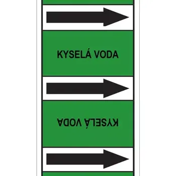 samolepka Značení potrubí, kyselá voda, 220 ks, 100 × 150 mm