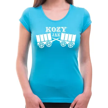 Pánské tričko Tričko - Kozy jak dva vozy, Barva látky tyrkysová modrá, Střih Dámsky, Velikost M