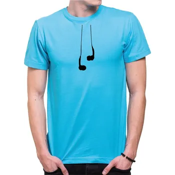 Pánské oblečení Tričko - falešné sluchátka, Barva látky tyrkysová modrá, Střih Pánsky/UNISEX, Velikost XXL