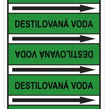 samolepka Značení potrubí, destilovaná voda, 505 ks, 100 × 60 mm