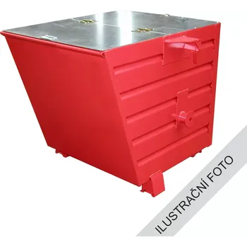 Popelnice Výklopný kontejner TRV s víkem, červená, nosnost 1500 kg, 700 l