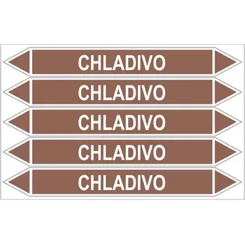 samolepka Značení potrubí, chladivo , 5 ks,212 × 26 mm