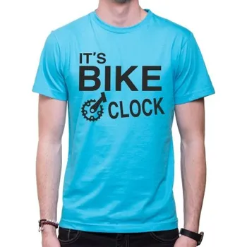 Pánské tričko Cyklo Tričko - It's Bike O'clock, Barva látky tyrkysová modrá, Střih Dámsky, Velikost XXXL (Pouze UNISEX / pánský střih)
