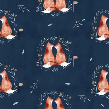 Lišky - Tmavě modrá Materiál: Plátno Premium