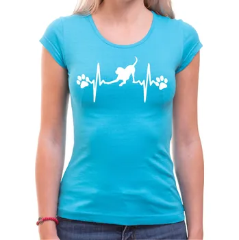 Pánské tričko Tričko - EKG pejskař, Barva látky tyrkysová modrá, Střih Dámsky, Velikost --VYBERTE VELIKOST--