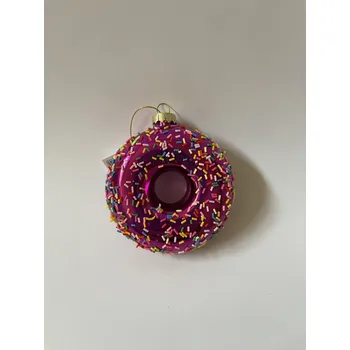 Vánoční ozdoba DONUTS VÁNOČNÍ SKLENĚNÁ OZDOBA DONUT FIALOVÝ