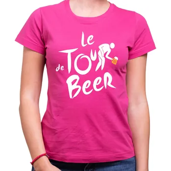 Pánské tričko Tričko - Tour de beer, Barva látky růžová , Střih Dámsky, Velikost --VYBERTE VELIKOST--