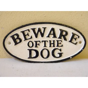 RETRO - LITINOVÁ CEDULE - BEWARE OF THE DOG