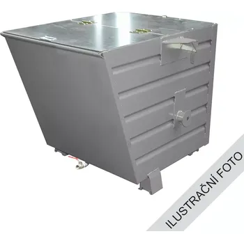 Popelnice Výklopný kontejner TRV s výpustí a víkem, šedá, nosnost 2000 kg, 1500 l