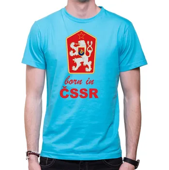 Tričko born in ČSSR, Barva látky tyrkysová modrá, Střih Pánsky/UNISEX, Velikost --VYBERTE VELIKOST--