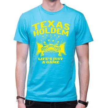 Pánské tričko Tričko - Texas holdem, Life is a game, Barva látky tyrkysová modrá, Střih Pánsky/UNISEX, Velikost L