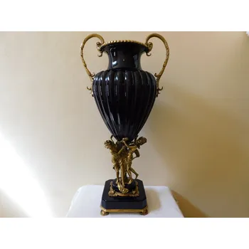 Váza LUXUSNÍ PORCELÁNOVÁ VÁZA S MOSAZNOU FIGURÁLNÍ MONTÁŽÍ