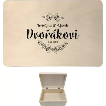 Úložný box Dřevěný box s víkem DENISA