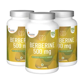 Granitový dřez Essentials Berberin vysoká dávka 500 mg, HCI 97 % – Vegan, 360 kapslí