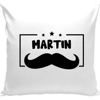 Polštář Polštář bílý 40x40 cm Knírek se jménem