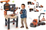 Set pracovní stůl s funkčním jeřábem Black&Decker Bricolo Builder a kamion Smoby s pracovním kufříkem a nářadím