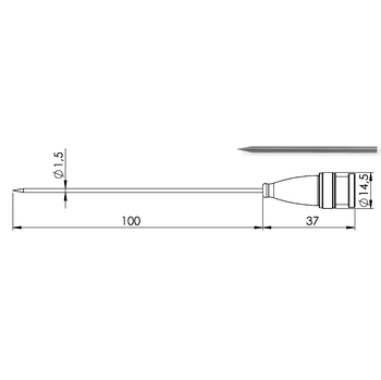 GREISINGER GF 2T-E1.5-A-BNC Ruční zapichovací snímač teploty Pt1000 (2-vodič), bez kabelu a rukojeti, konektor BNC