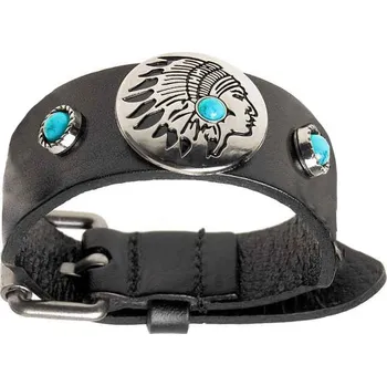 Náramek Kožený náramek vybíjen Indián (náramek v rock style pro motorkáře a rockery)