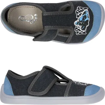 Chlapecké bačkory Bačkůrky plátěnky 3F 3BE3/19R bar3foot super flexi šedomodré MOTOKÁRA barefoot velikost: 27