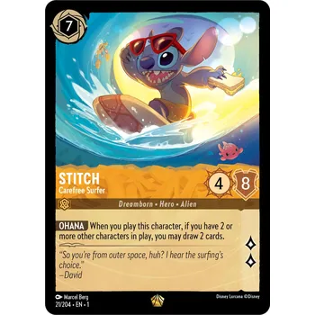 Sběratelská karetní hra 1ST 021/204 STITCH - Carefree Surfer - The First Chapter Verze: NORMAL