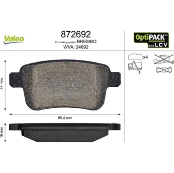 Brzdová destička Sada brzdových destiček, kotoučová brzda VALEO 872692